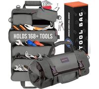 CRAFT911 Durable Tool Bag Organizers w/Detachable 6 Tool Pouches - Small Tool Bag | Compact & Lightweight Tool Roll Up Tool Bag Organizer for Electrician, Mechanic, Hobbyist