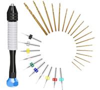 CRAFT911 Hand Drill Bits Set - Pin Vise Hand Drill Manual, Small Micro Drill Bit Set | Jewelry Drill Kit, PCB Mini Drill Bits for Resin Beads Polymer Clay | DYI Jewelry Making Drill, Craft Drill Bit