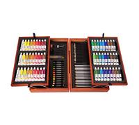 Craftabelle - Art Supplies for Kids - 117pc Painting Set with Pencils and Pastels - Wooden Art Case - Arts & Crafts for Artists Aged 14 Years +