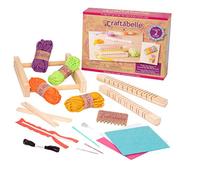 Craftabelle Wooden Loom Creation Kit, Beginner Weaving Kit, 19 Pc