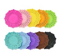 Craftask 200 Pcs 3 Inch Round Lace Coloured Paper Doilies, Assorted 10 Colours Mini Paper Doilies for Tables, Crafts, Wedding Party and Tableware Decoration