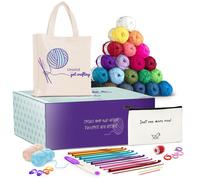 CraftBud 43 Piece Crochet Kit for Beginners Adults and Kids, Small Crochet Set with 9 Crochet Hooks Set and 55 Yards of Yarn for Crocheting Kit, Canv
