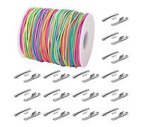Craftdady 1.5mm Elastic Cord 76.55Yard Segment Dyed Stretch Round String Elastic Loop with Metal Barbs Barbed Fastener for Crafting Book Binding