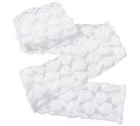 Craftdady 1 Yard Mesh Embroidery 3D Rose Lace Trim Flower Mesh Ribbons White Floral Chiffon Tulle Ribbon for Sewing Crafts Wedding Dress Jewellery Making