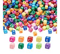 Craftdady 1000pcs Acrylic Cube Letter Beads Silver Black Initial Alphabet Large Hole European Beads for DIY Friendship Bracelet Jewellery Making Hole:3.8mm