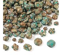 Craftdady 100G Vintage Opaque Acrylic Beads Golden Metal Enlaced Mini Spacer Beads Tibetan Style Flat Assorted Acrylic Beads for Bracelet Jewelry Making DIY Crafts
