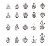 Craftdady 100pcs Cubic Zirconia Crystal Charms 10 Styles Geometric Tiny Rhinestone Diamante Pendants with Platinum Color Metal Frame for Necklace Earring Jewelry Making