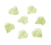 Craftdady 100pcs Frosted Acrylic Leaf Pendants Transparent Plastic Bead Charm with Vein 24x22.5mm for DIY Jewellery Making Crafting, Lime Green