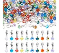 Craftdady 100Pcs Glass Pumpkin Transparent Pendants European Dangle Charms Faceted Pumpkin Large Hole Pendants with Alloy Bails for Autumn Thanksgiving DIY Craft Jewelry Making Keychain
