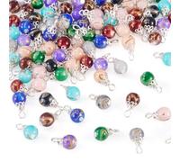 Craftdady 100pcs Glass Round Bead Pendants 10 Colors Baking Painted Bead Charms for Jewelry Making Cute Dangle Earring Bracelet Keychain Charms for DIY Craft Necklace Making 15.5 mm