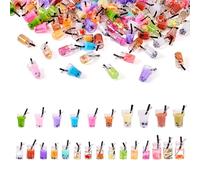 Craftdady 100pcs Mini Resin Bubble Milk Tea Bottle Charms Beads Figurine Fruit Tea Necklace Earring Dangle Pendants for DIY Crafts Hanging Keychain Bag Decoration