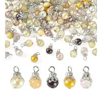 Craftdady 100Pcs Mixed Styles Glass Round Charms 16mm long Orange Color Glass Pendants with Loop for DIY Jewelry Necklace Bracelet Dangle Earring Keychain Making Hole: 0.5mm
