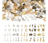 Craftdady 100Pcs Musical Note Charms Tibetan Style Musical Instrument Pendants Vintage Music Symbol Alloy Charms Mixed Shapes for DIY Bracelets Necklaces Jewelry Making, 5 Colors