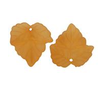 Craftdady 100pcs Transparent Frosted Acrylic Leaf Pendants Plastic Bead Charm with Vein 24x22.5mm for DIY Jewellery Making Crafting, Orange