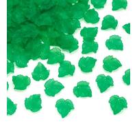 Craftdady 100pcs Transparent Frosted Acrylic Leaf Pendants Plastic Bead Charm with Vein 24x22.5mm for DIY Jewellery Making Crafting, Green