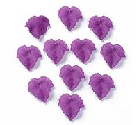 Craftdady 100pcs Transparent Frosted Acrylic Leaf Pendants Plastic Bead Charm with Vein 24x22.5mm for DIY Jewellery Making Crafting, Purple