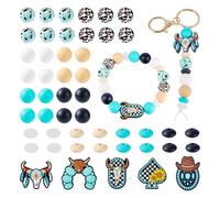 Craftdady 101 pcs Cow Theme Silicone Focal Beads for Keychain 15 mm Round Bead Lentil Beads Cattle Silicone Beads for Pen Animal Rubber Loose Beads for Necklaces Bracelets DIY Jewelry Making Crafts