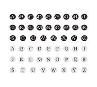 Craftdady 104Pcs 26 Letter Glass Cabochon 20mm Black White Flat Round Capital Initial A-Z Alphabet Tiles Printed for Jewellery Making Keychain Crafts