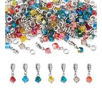 Craftdady 105Pcs Glass European Dangle Charms European Large Hole Beads Faceted Glass Bead Colorful Charm Beads Set for DIY Craft Keychain Bracelet Necklace Jewelry Making