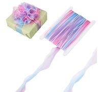 Craftdady 10m Iridescent Organza Ribbons 55mm Pink Polyester Ribbons Gradient Chiffon Tulle Ribbon for Crafting Gift Wrapping Bows Bouquet Wedding Decor