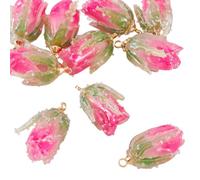 Craftdady 10pcs Deep Pink Flower Bud Bracelet Keychain Charms Rose Flower Acrylic Dangle Pendants Floral Hang Ornament for DIY Craft Necklace Earring Jewelry Making 20mm