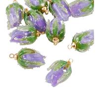 Craftdady 10pcs Flower Bud Acrylic Pendants Rose Flower Dangle Earring Charms Blue Bracelet Keychain Charms Hang Ornament for DIY Craft Necklace Jewelry Making 20mm