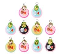 Craftdady 10pcs Fruit Cake Charms Pendants Cute Cake Resin Necklace Pendants Lovely Imitation Food Dangle Earring Charms 22-23 mm for DIY Bracelet Keychain Jewelry Making