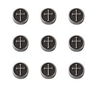 Craftdady 10Pcs Stainless Steel Flat Round with Cross Beads 11x4.5mm Tibetan Silver Crucifix Cross Spacer Charms for Jewelry Crafts Making Hole:2mm