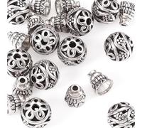 Craftdady 10Sets Tibentan Guru Beads 3-Hole T-Drilled Beads with Cone Cap For Rosary Necklace Prayer Bracelet Buddhist