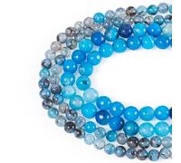 Craftdady 110 Pcs Natural Dragon Veins Agate Beads Strands 6-8mm Dyed Round Gemstone Beads for Jewelry Making DIY Necklace Bracelet Crafts, Deep Sky Blue