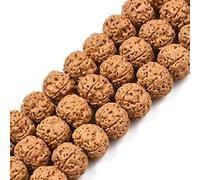 Craftdady 114Pcs Undyed Natural Rudraksha Beads Authentic Himalayan Genuine Round Beads Rosary Japa Mala Beads for Prayer Necklace Puja Meditation