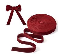 Craftdady 12.5 Yards Red Velvet Ribbons for Christmas Tree 1 Inch Double Side Velvet Ribbons for Gift Wrapping Bowknot Vintage Ribbon for Flower Bouquet Hair Bows Wreath Ornaments Crafts