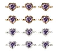 Craftdady 12 Pcs Brass Pave Cubic Zirconia Heart Connector Charms Double Loops Heart Rhinestone Link Charms Hearts Crystal Link Pendant Charm for Jewelry Making, Medium Purple