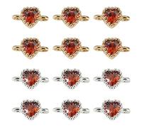 Craftdady 12 Pcs Brass Pave Cubic Zirconia Heart Connector Charms Double Loops Heart Rhinestone Link Charms Hearts Crystal Link Pendant Charm for Jewelry Making, FireBrick