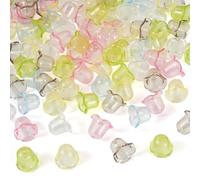 Craftdady 120Pcs Acrylic Flower Beads Caps Transparent Wind Bell Beads Colorful Clear Flower Floral Spacer Loose Bead End Caps for DIY Earring Wind Chimes Craft Jewelry Making, 6 Colors