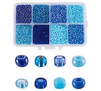 Craftdady 12500pcs 12/0 Glass Seed Beads 2mm Small Pony Beads Blue Mixed Colors for DIY Crafting Jewelry Making