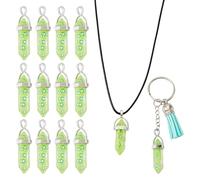 Craftdady 12Pcs 40mm Faceted Epoxy Resin Pendants Fruit Theme Bullet Shape with Kiwi Fruit Polymer Clay Beads Inside Transparent Green Yellow Kiwi Charms for DIY Necklace Jewelry Making