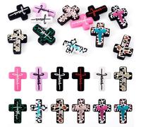 Craftdady 12pcs Cross Silicone Focal Beads Jesus Faith Silicone Focal Beads for Keychain Making Soft Rubber Loose Spacer Beads 29.5-33 mm for DIY Craft Bracelet Necklace Jewelry Making