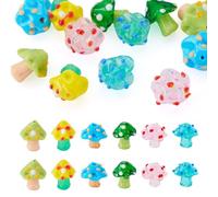 Craftdady 12Pcs Mushroom Lampwork Glass Beads Handmade Glass Bumpy Cute Mushroom Beads Vegetable Food Loose Spacer Bead for Jewelry Making Bracelets Necklaces Earrings Crafts, 6 Colors