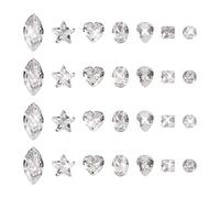 Craftdady 130Pcs Clear Cubic Zirconia Cabochons Faceted Square Oval Heart Diamond Teardrop CZ Rhinestone Cabochons For Jewellery Repairing Making