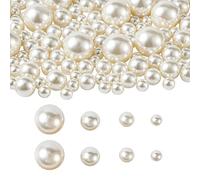 Craftdady 140Pcs Satin Luster Faux Pearls Ivory Acrylic Round Pearl Beads 12-30mm for Vase Filler Table Scatter Wedding Home Decors Jewellery Making