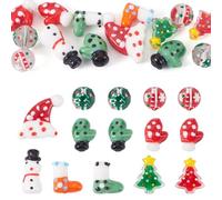 Craftdady 14Pcs Christmas Glass Spacer Beads Handmade Lampwork Christmas Tree Snowman Glove Boot Beads Crystal Santa Clause Gifts Round Loose Bead 1.2-2mm for DIY Crafts Jewelry Home Decor