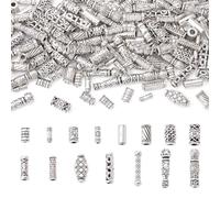 Craftdady 150Pcs Antique Silver Tube Bar Spacer Beads Tibetan Metal Column Barrel Drum Beads for Jewelry Crafts Making Hole:1.5-3.5mm