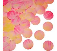 Craftdady 150pcs Flat Round Sequins Links 52mm Red PVC Paillette Loose Beads Iridescent Connectors with 2 Holes for Embroidery Crafts Wind Chime Jewelry Making