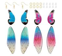 Craftdady 16 pcs Resin Butterfly Wing Charms Colorful Dragonfly Insect Fairy Wing Pendants Animal Wing Dangle Pendants with Earring Hooks Jump Rings Ear Nuts for Crafts Jewelry Making