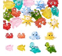 Craftdady 16Pcs Lampwork Glass Turtle Fish Crab Octopus Beads Sea Ocean Animal Glass Beads Enamel Cute Animals Marine Theme Loose Spacer Bead for Craft DIY Jewelry Making Bracelet Necklace