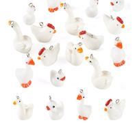 Craftdady 16Pcs Resin Animal Charm Pendants Cute 3D Chick Cygnet Duck Goose Animals Dangle Charms for Jewelry Making Bracelets Necklace Earring Keychains Craft Beads-4 Styles, White