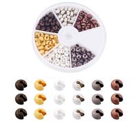 Craftdady 180pcs Brass Crimp Knot Covers 6mm Half Round Beads End for Jewelry Making, 6 Colors, Hole: 2.2mm