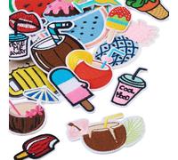 Craftdady 18pcs Fruit Drink Theme Cloth Patches Appliques for Backpacks Embroidery Iron Sew on Patches for Hats Clothes Cute Pineapple Watermelon Food Drink Juice Patch for Pants Jeans 41-77mm