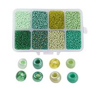 Craftdady 1900pcs 6/0 Crafts Glass Seed Beads 4mm Tiny Pony Beads, Green Mixed Colors for Jewelry Making